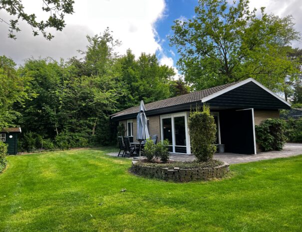 Ruime tuin op bungalowpark Bavelds Dennen